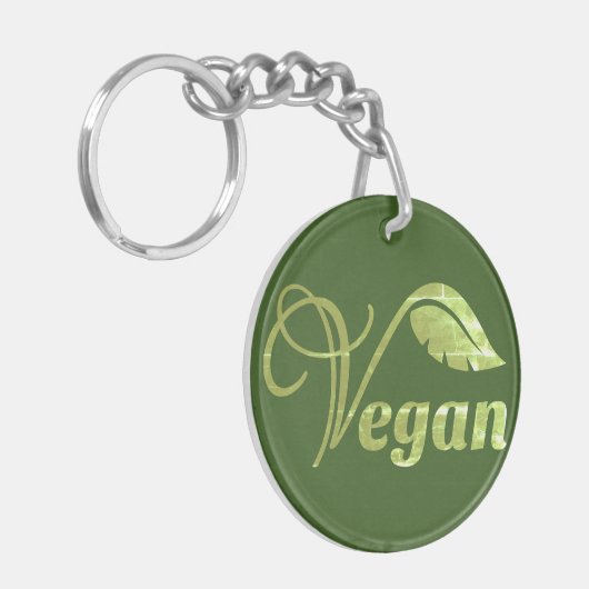 Vegan Logo Leaf Sleutelhanger (Voorkant Links)