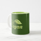 Vegan Logo Leaf Tweekleurige Koffiemok (Voorkant links)