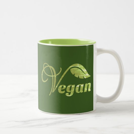 Vegan Logo Leaf Tweekleurige Koffiemok (Rechts)