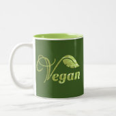 Vegan Logo Leaf Tweekleurige Koffiemok (Links)