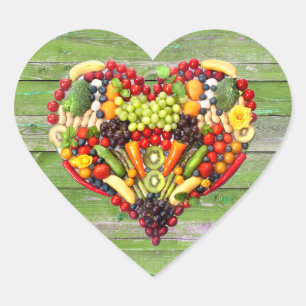 VEGAN LOVE - uw Hart Groen Hout Hart Sticker