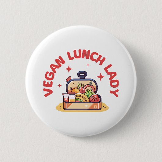 VEGAN LUNCH LADY'S RONDE BUTTON 5,7 CM (Voorkant)