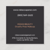 Vegan Makeup Artist Vierkante Visitekaartje (Achterkant)
