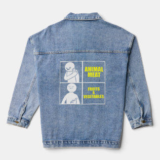 Vegan Meme Humoureuze Vegetarian Food Diet Denim Jacket