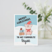 Vegan merry Christmas schattig cartoon biggetje Briefkaart (Staand voorkant)