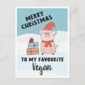 Vegan merry Christmas schattig cartoon biggetje Briefkaart (Voorkant)