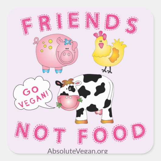 Vegan Messaged Sticker - Vrienden Niet Eten (Voorkant)