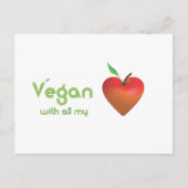 Vegan met al mijn hart (rood appelhart) briefkaart (Voorkant)