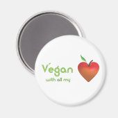 Vegan met al mijn hart (rood appelhart) magneet (Voorkant / Achterkant)