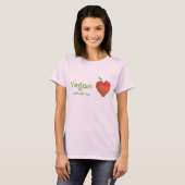 Vegan met al mijn hart (rood appelhart) t-shirt (Voorkant volledig)