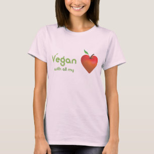 Vegan met al mijn hart (rood appelhart) t-shirt