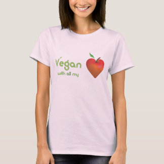 Vegan met al mijn hart (rood appelhart) t-shirt
