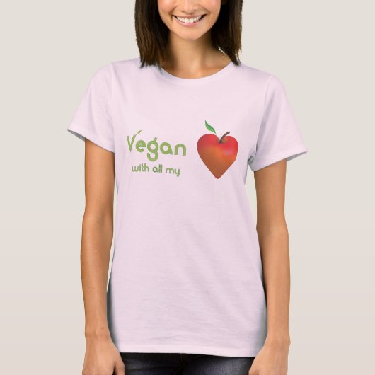 Vegan met al mijn hart (rood appelhart) t-shirt (Voorkant)