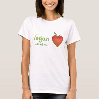 Vegan met al mijn hart (rood appelhart) t-shirt