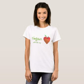 Vegan met al mijn hart (rood appelhart) t-shirt (Voorkant volledig)