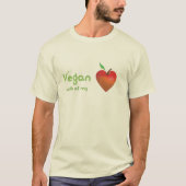 Vegan met al mijn hart (rood appelhart) t-shirt (Voorkant)