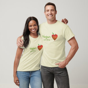 Vegan met al mijn hart (rood appelhart) t-shirt