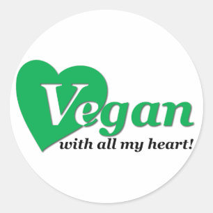 Vegan met heel mijn hart ronde sticker