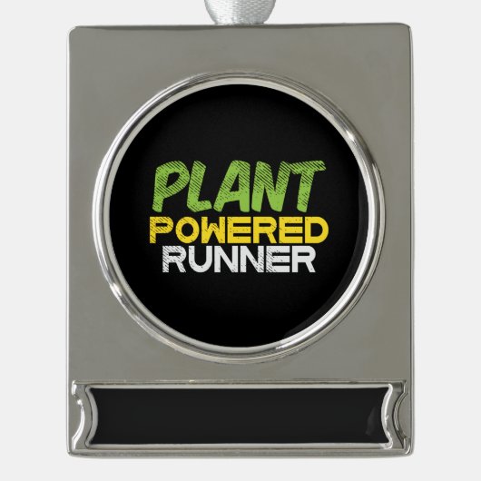 Vegan - met Plant aangedreven Runner Verzilverd Banner Ornament (Voorkant)
