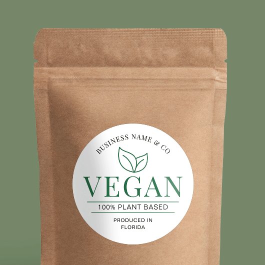 Vegan Modern Plant gebaseerde bakkerij productlabe Ronde Sticker