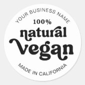 Vegan Modern Retro Natural Food Bakkerij Label (Voorkant)