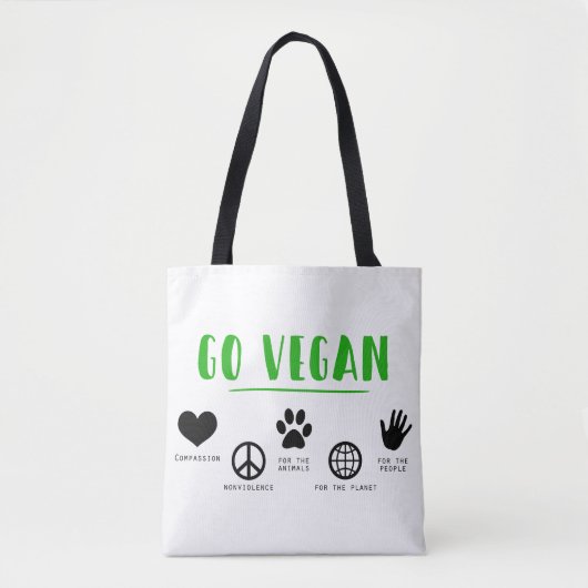 Vegan Nongewelddieren Planet Mensen Tote Bag (Voorkant)