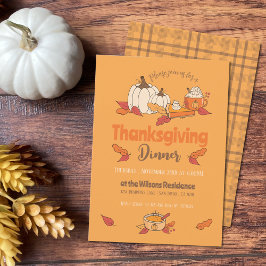 Vegan oker bewerkbare Thanksgiving Uitnodiging