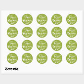 Vegan Organic Rustic Moderne Kalligrafie Groen Ronde Sticker (Vel)