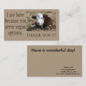 Vegan Outreach Bedankt kaarten Visitekaartje (Voorkant / Achterkant)
