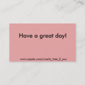 Vegan Outreach Bedankt kaarten Visitekaartje (Achterkant)