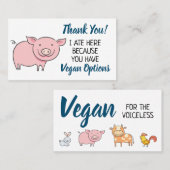 Vegan outreach bedankt visitekaartje (Voorkant / Achterkant)