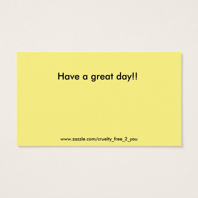 Vegan Outreach Dank u kaarten Visitekaartje (Achterkant)