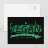 Vegan Peace Love Compassion Briefkaart (Voorkant / Achterkant)