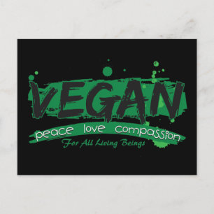 Vegan Peace Love Compassion Briefkaart