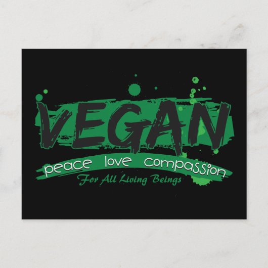 Vegan Peace Love Compassion Briefkaart (Voorkant)