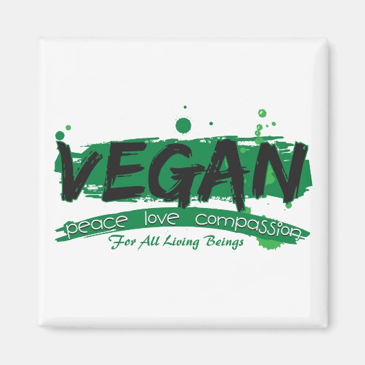 Vegan Peace Love Compassion Magneet (Voorkant)
