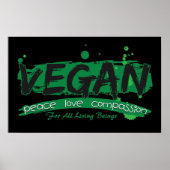 Vegan Peace Love Compassion Poster (Voorkant)
