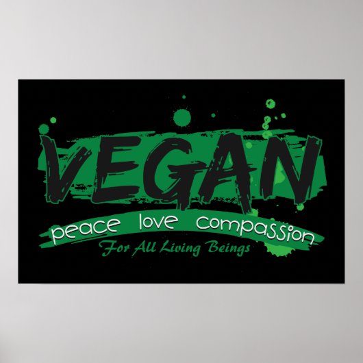 Vegan Peace Love Compassion Poster (Voorkant)