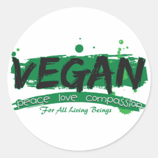 Vegan Peace Love Compassion Ronde Sticker