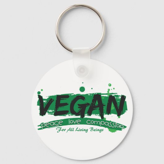 Vegan Peace Love Compassion Sleutelhanger (Voorkant)