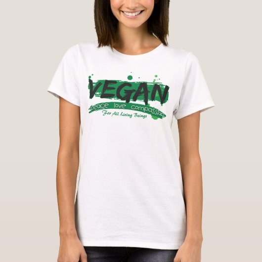 Vegan Peace Love Compassion T-shirt (Voorkant)
