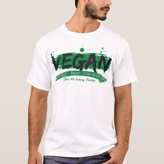 Vegan Peace Love Compassion T-shirt (Voorkant)