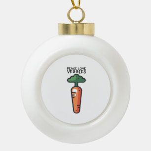 Vegan - Peace Love Veggies Keramische Bal Ornament