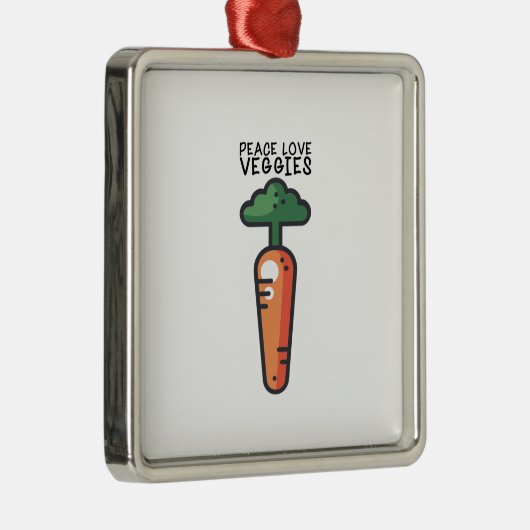 Vegan - Peace Love Veggies Metalen Ornament (Rechts)