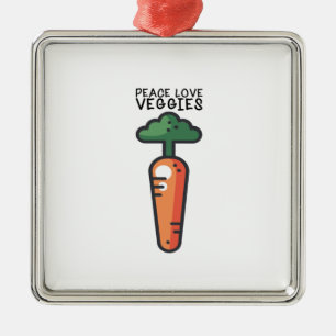 Vegan - Peace Love Veggies Metalen Ornament