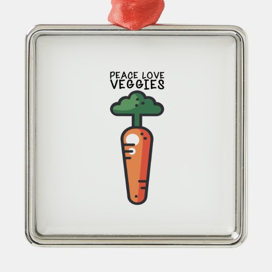 Vegan - Peace Love Veggies Metalen Ornament (Voorkant)