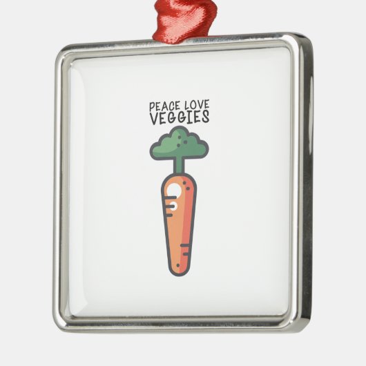 Vegan - Peace Love Veggies Metalen Ornament (Links)