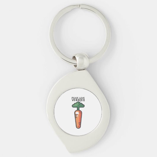 Vegan - Peace Love Veggies Sleutelhanger (Voorkant)