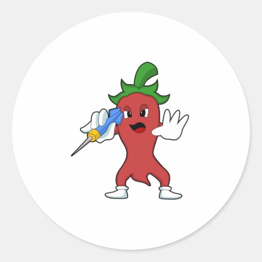 Vegan Pepper in Darts met Dart.PNG Ronde Sticker (Voorkant)