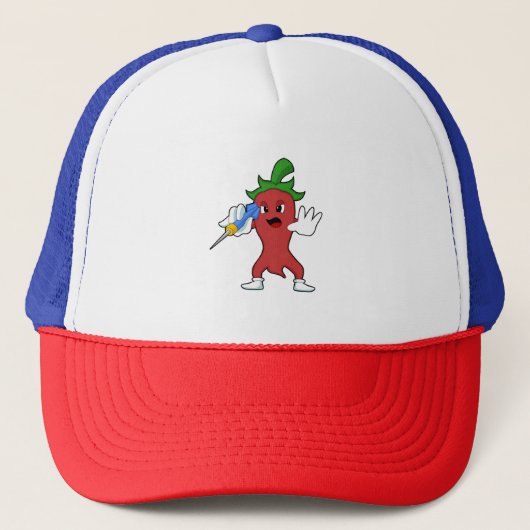 Vegan Pepper in Darts met Dart.PNG Trucker Pet (Voorkant)